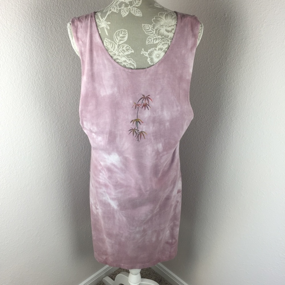 Vintage 1990s Primitives Andrea Bragg Pink Dress Medium Cotton Sleeveless Hawaii - Picture 5 of 8